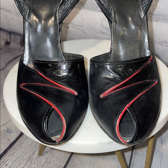 Christian Dior Vintage 90’s Souliers Black and Red Slingback Heels sz6 - Picture 3 of 7